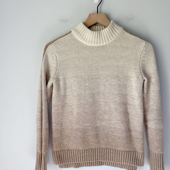 Athleta Sweaters - Athleta Women's 100% Merino Wool Tan Ombre Mock Neck Sweater Size XS